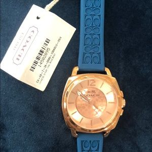 Coach Silicone Blue Gold Rose Watch